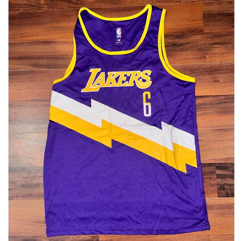 NBA Los Angeles Lakers LeBron James 6 Purple‎ Lightning Jersey Tank Top Mens Sm